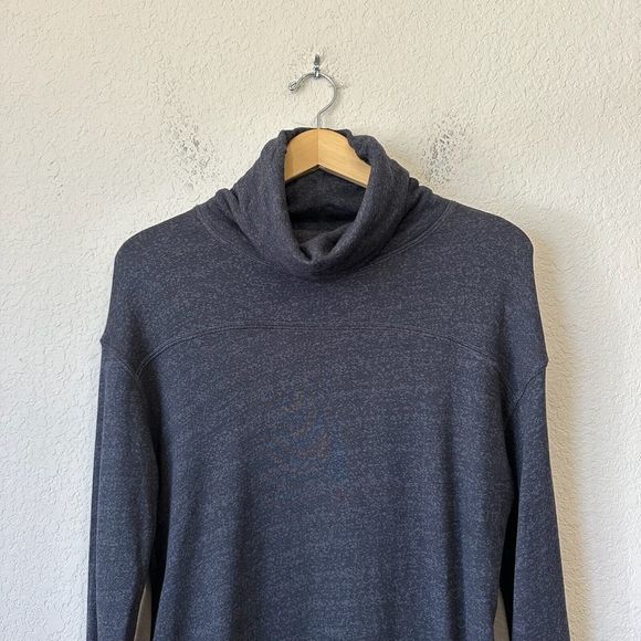 SUNDRY L/S Embroidered Turtleneck Sweatshirt Dress in Charcoal Grey - Picture 2 of 9